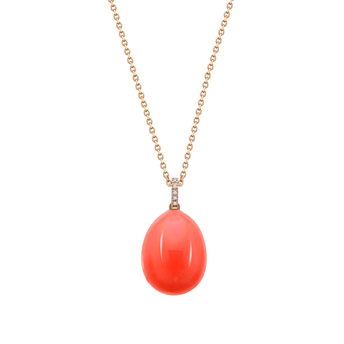 Fabergé Essence Rose Gold Neon Orange Egg Pendant