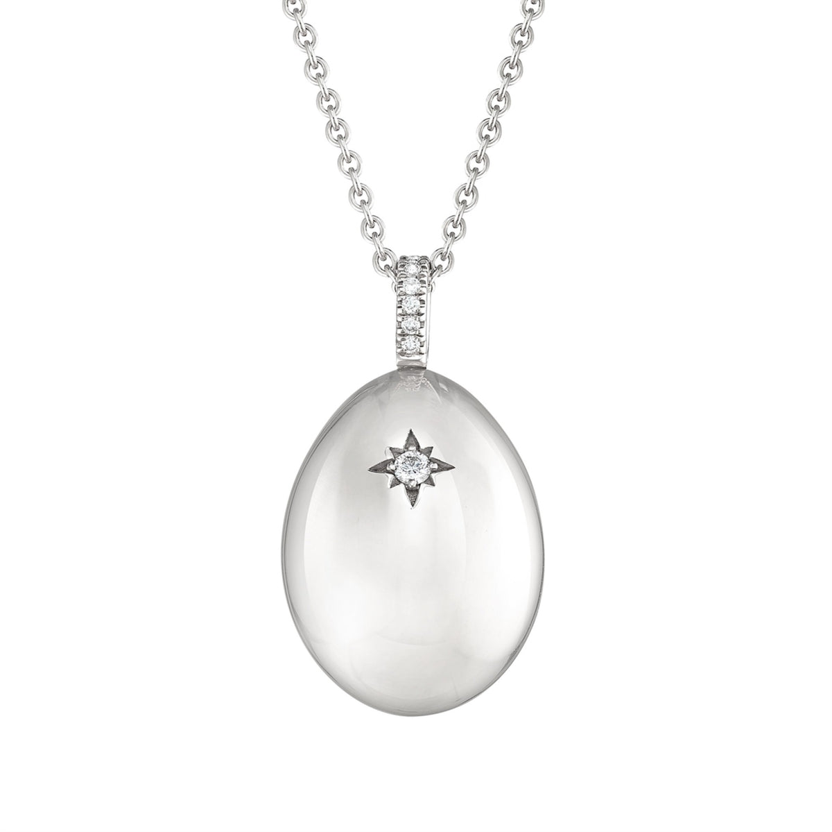 Fabergé Essence White Gold I Love You Egg Pendant