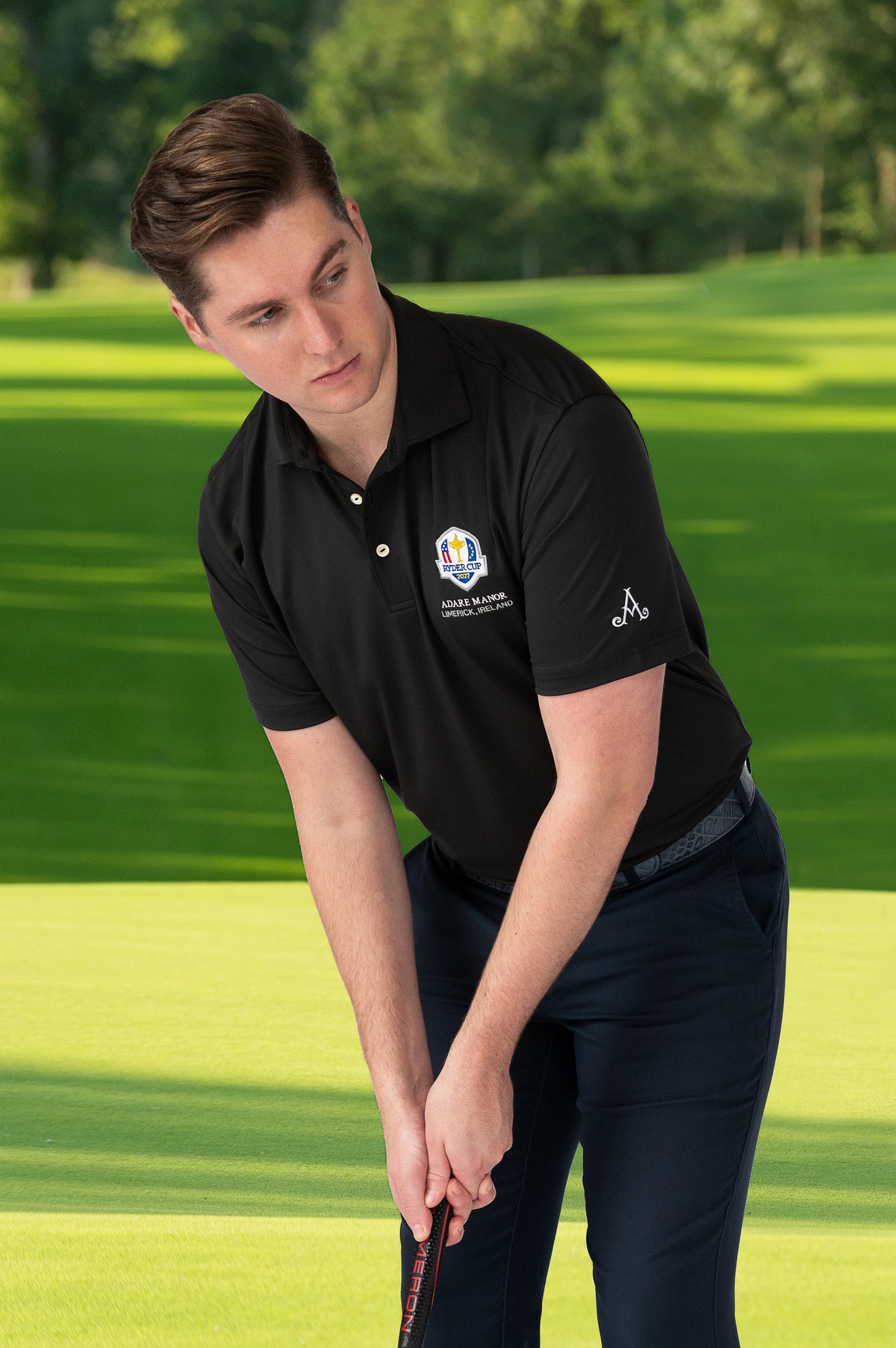 Ryder Cup Black Solid Polo