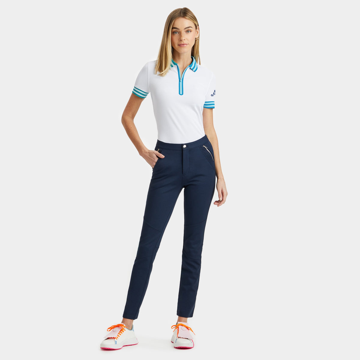 Adare Manor - G/Fore Ladies White 1/4 zip Polo