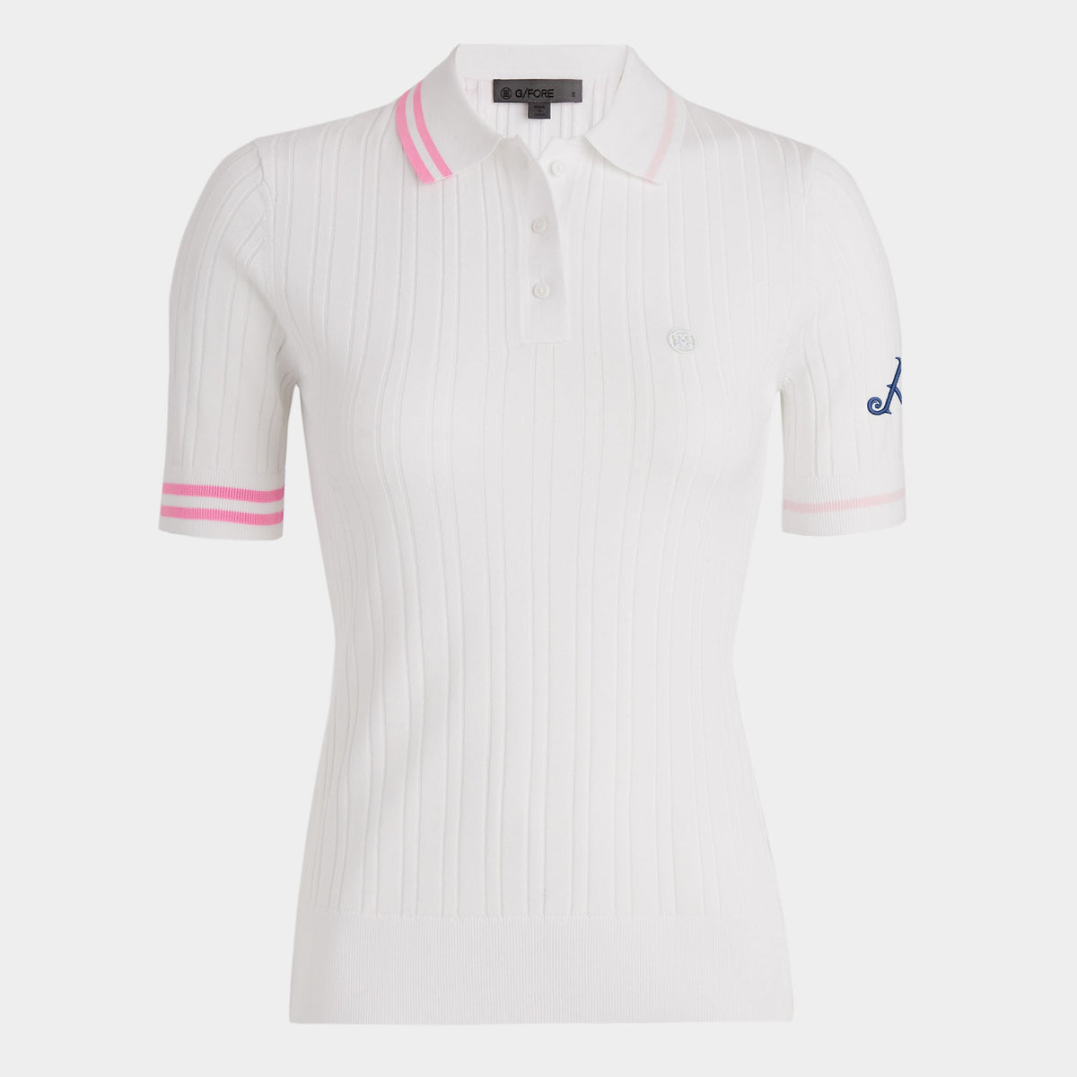 Adare Manor - G/Fore Ladies White and Pink Cotton Polo