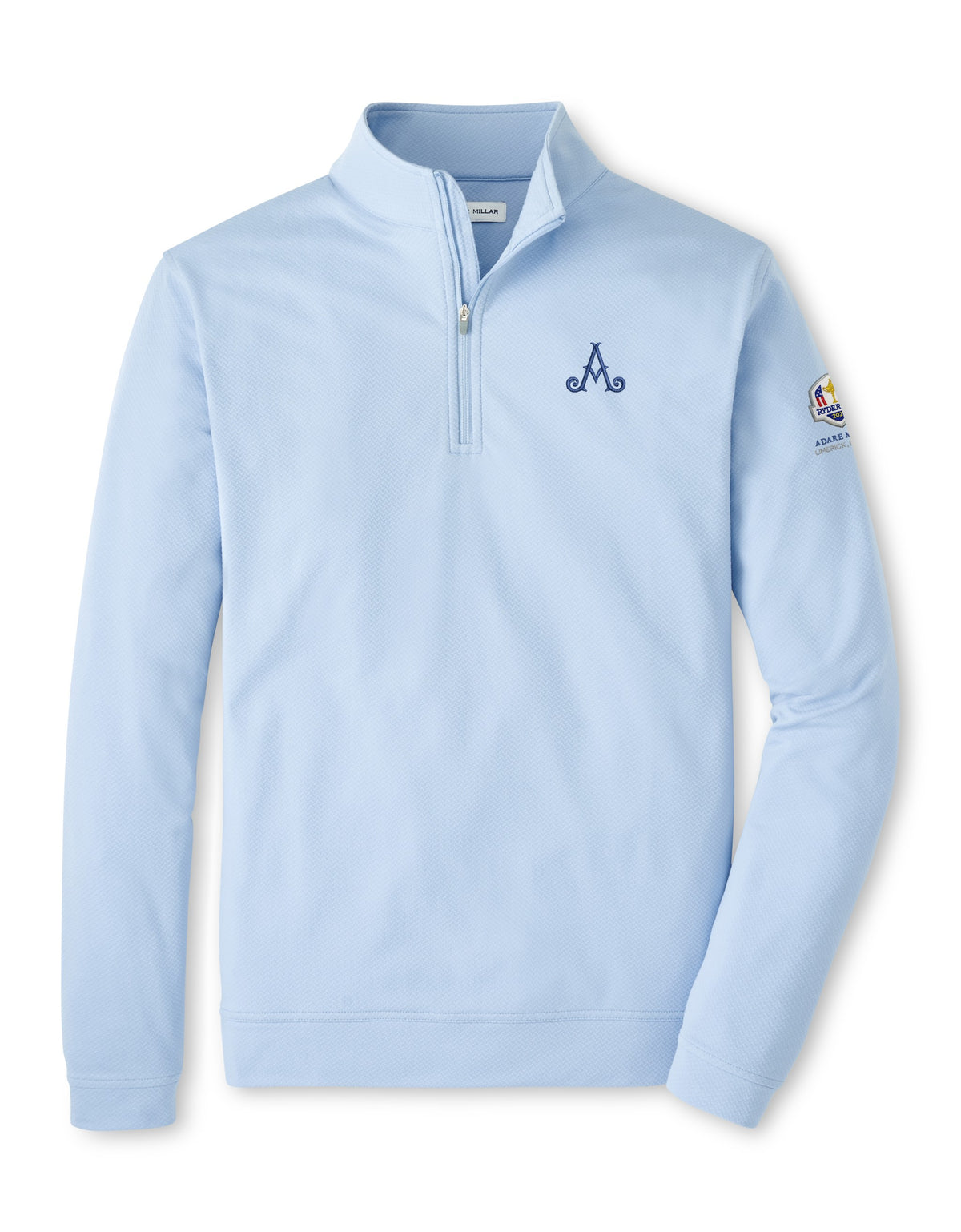 Ryder Cup 2027 - Adare Manor Perth Cross-Hatch Performance 1/4 zip Stream Blue