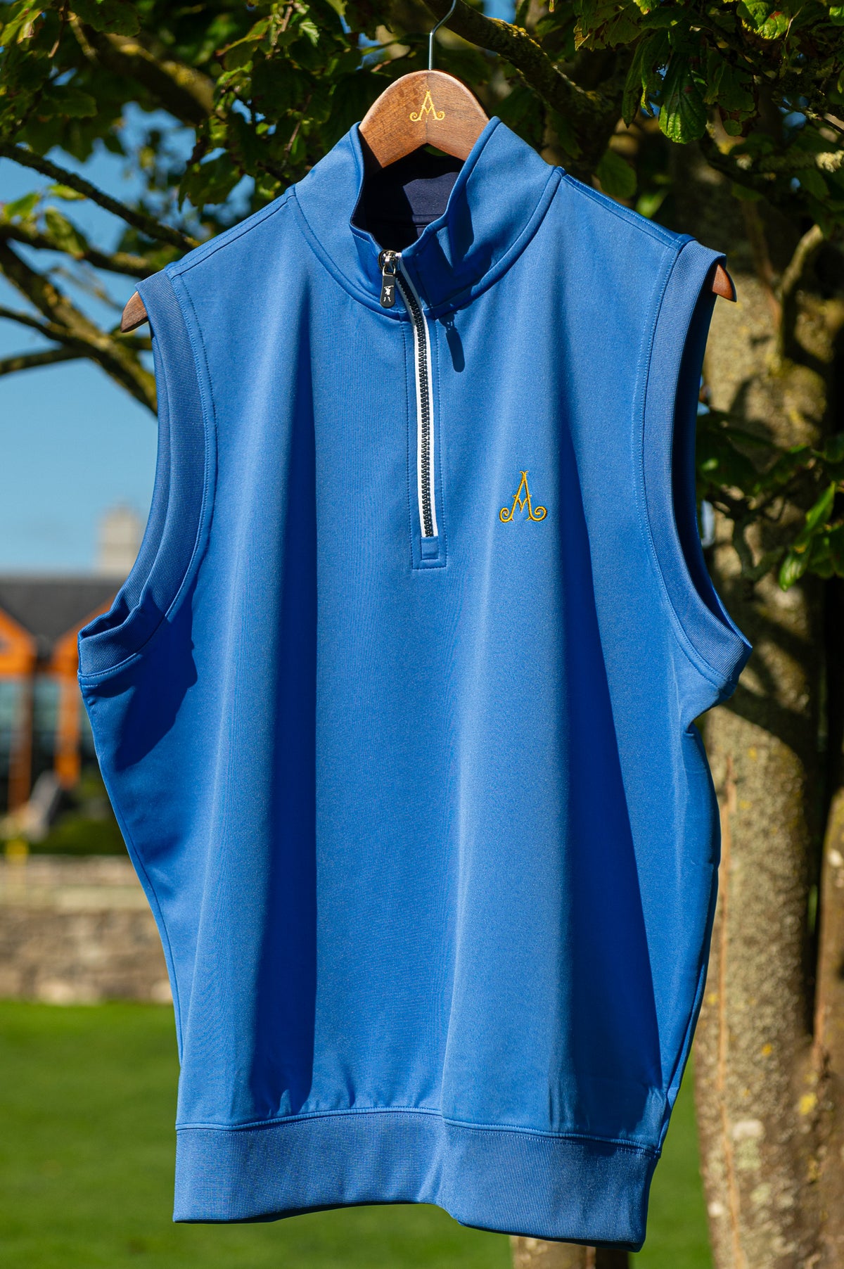 Adare Manor Blue sleeveless 1/4 Zip Pullover