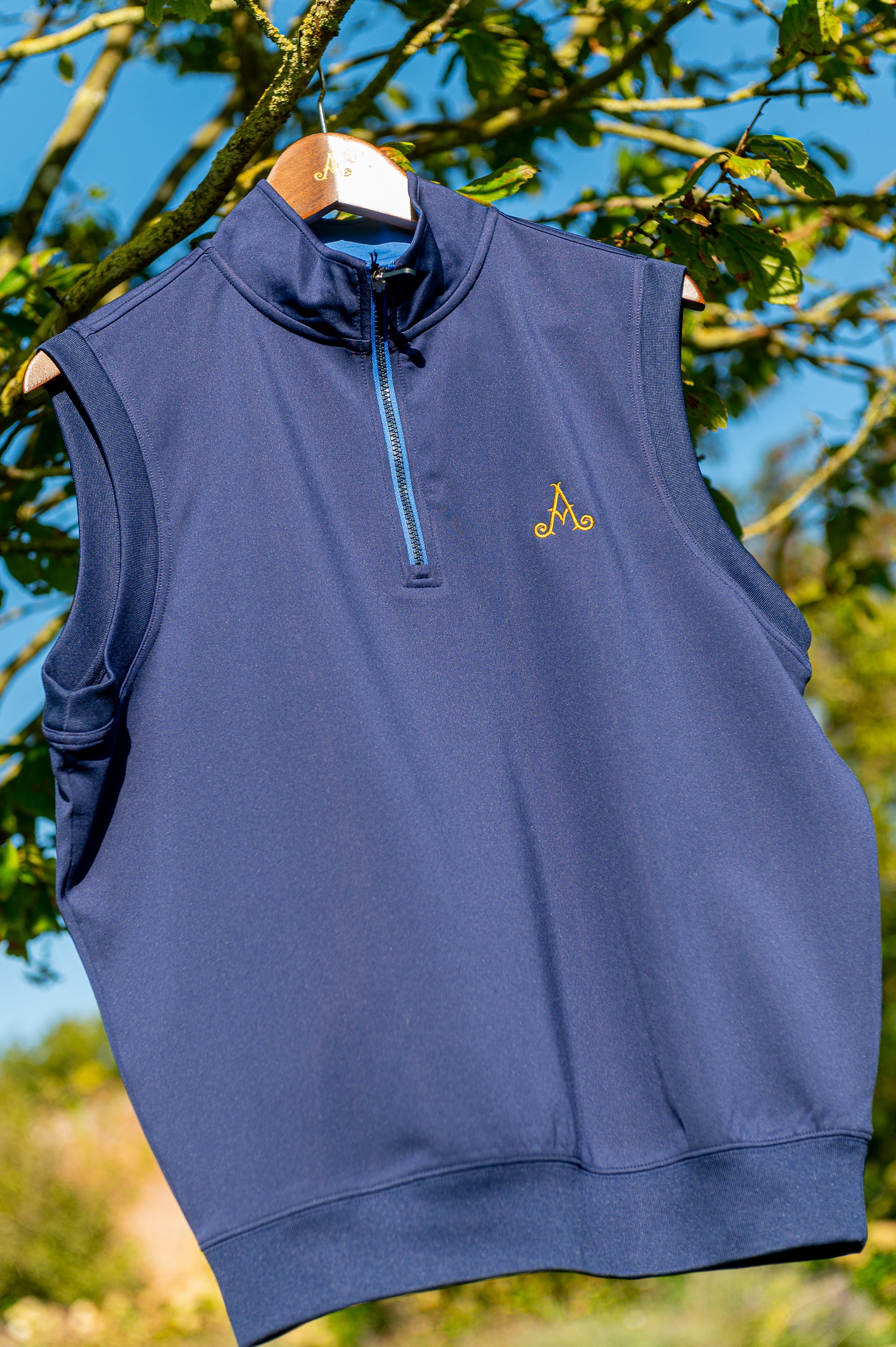 Adare Manor Navy sleeveless 1/4 Zip Pullover