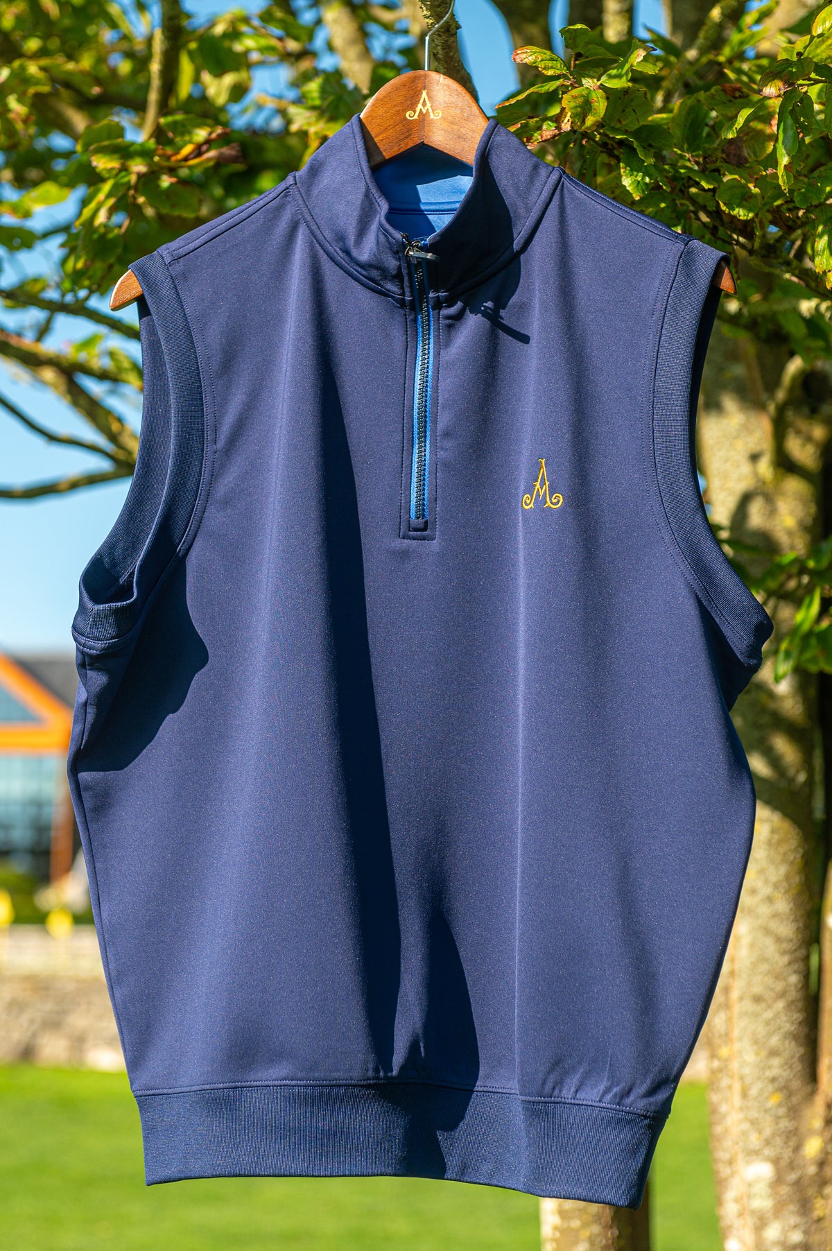 Adare Manor Navy sleeveless 1/4 Zip Pullover