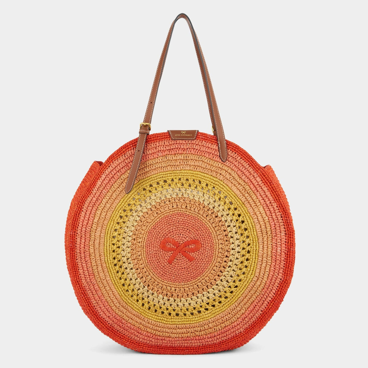 Anya Hindmarch- Raffia Round Bow Tote- Orange