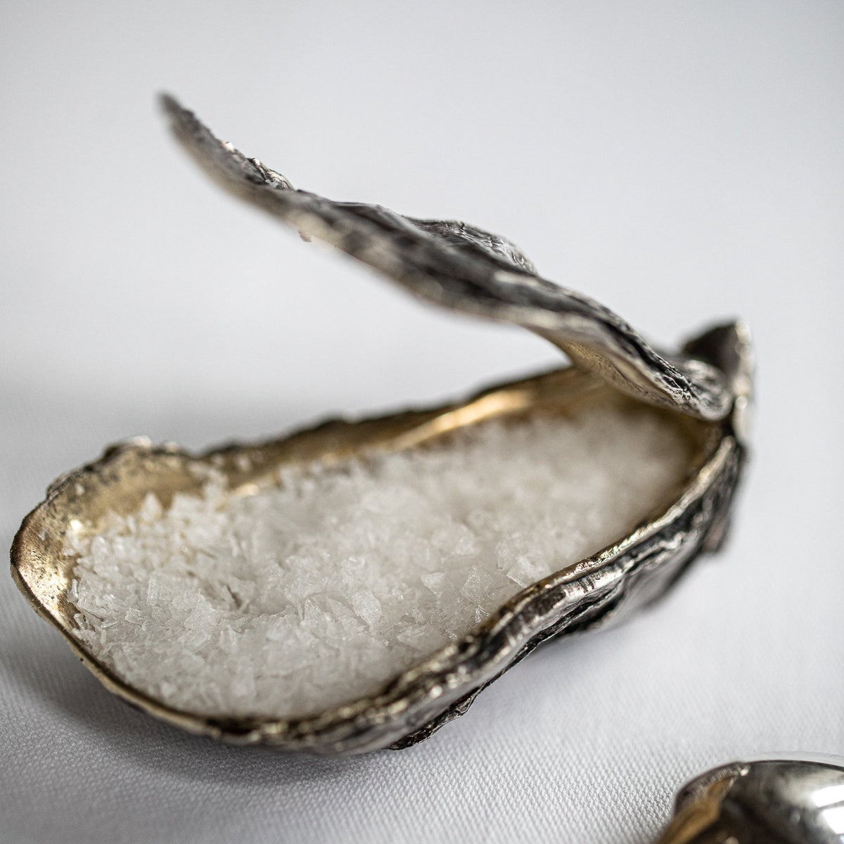 Silver Oyster Shell Sea Salt Cellar