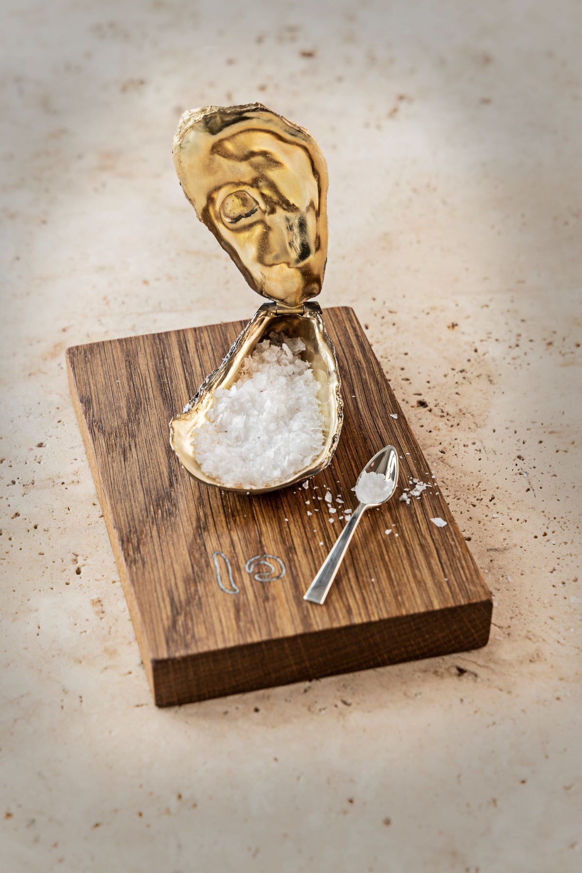 Silver Oyster Shell Sea Salt Cellar